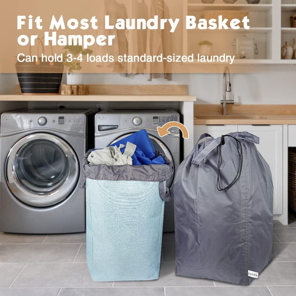 Washable Travel Laundry Bag with Handles and Drawstring (2 Pack), Heavy Duty Large Enough to Hold 3 Loads of Laundry, Fit a Laundry Basket or Clothes Hamper, 27.5x34.5 in,Grey - Image 3