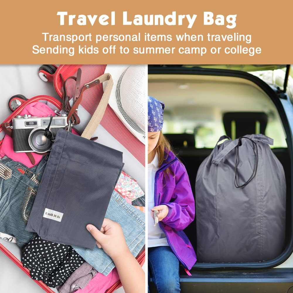 Washable Travel Laundry Bag with Handles and Drawstring (2 Pack), Heavy Duty Large Enough to Hold 3 Loads of Laundry, Fit a Laundry Basket or Clothes Hamper, 27.5x34.5 in,Grey - Image 4